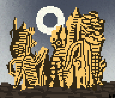 Pixel version of Ernst's La Foresta Grigia